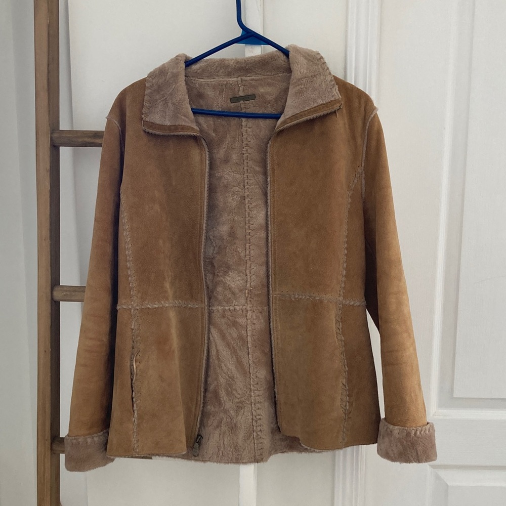 Vintage Guess Women's Brown Suede Jacket early 2000s